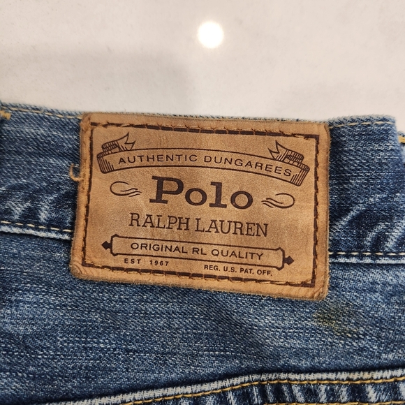 Vintage Polo Ralph Lauren Jeans Mens 46x32 Blue Big Medium Wash Straight Leg - Picture 5 of 16
